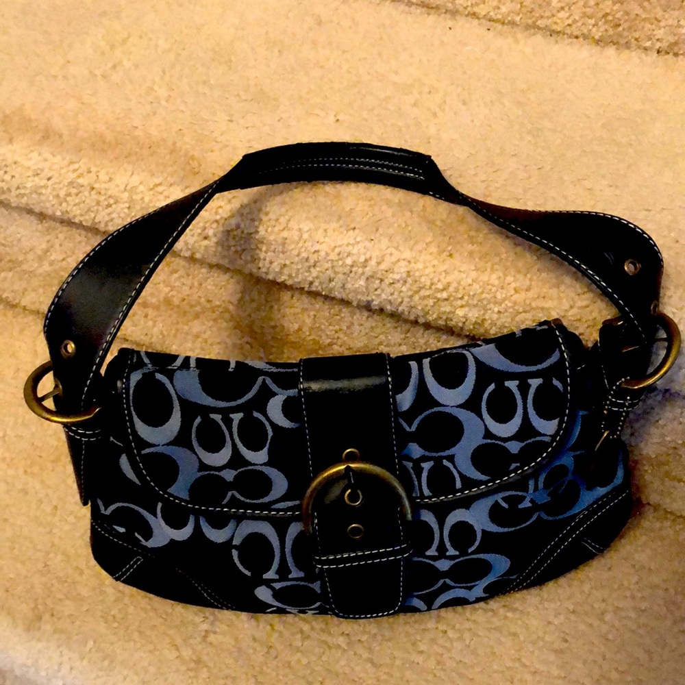 Coach Blue and Black Handbag